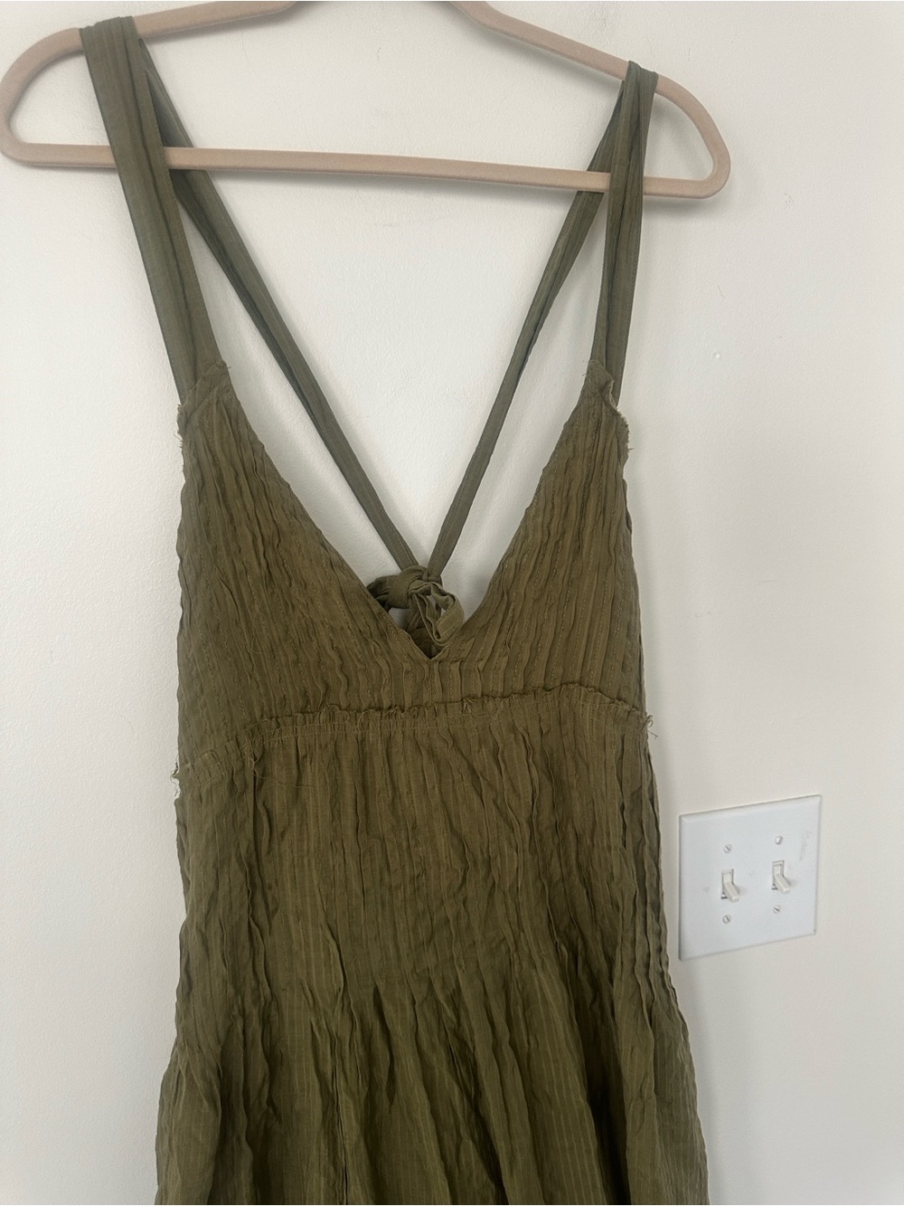 Free People Pintuck Olive Maxidress M - Picture 3 of 9